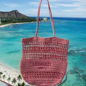 LEX Breezy Hawaii Pink Nylon Crochet Tote Bag Hawaiian Beach New w/o Tag